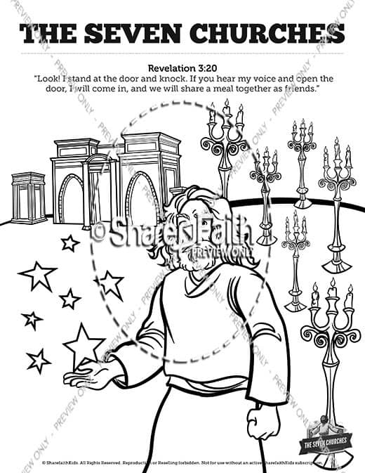 Revelation 2 3 The Seven Churches Sunday School Coloring Pages