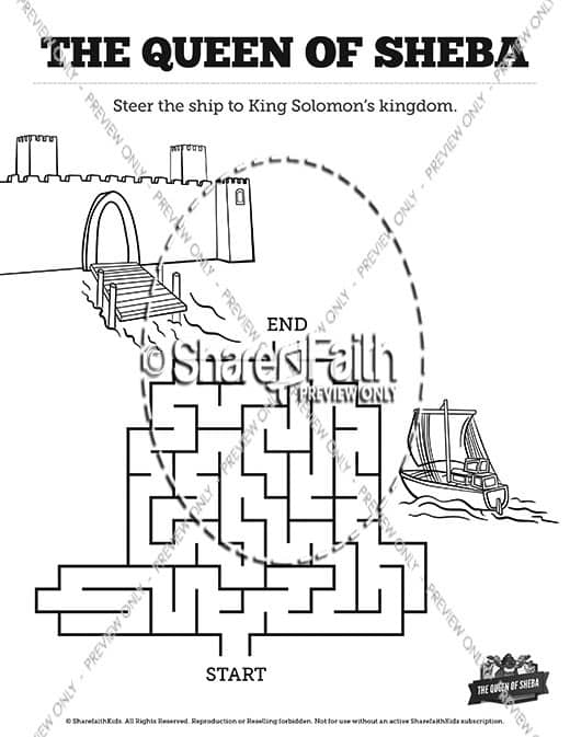 1 Kings 10 The Queen of Sheba Bible Mazes