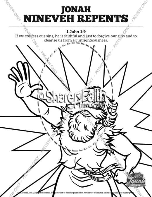 Jonah 3 Nineveh Repents Sunday School Coloring Pages