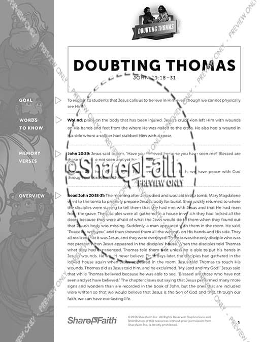 John 20 Doubting Thomas Curriculum