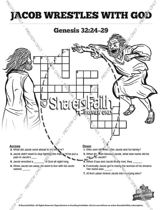 The Story Of Jacob Wrestling With God Sunday School Crossword Puzzles