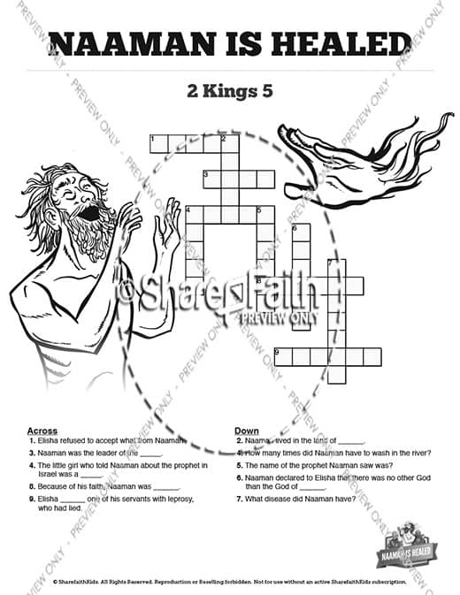 Naaman The Leper 2 Kings 5 Sunday School Crossword Puzzles