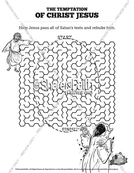 Matthew 4 Jesus Tempted Bible Mazes