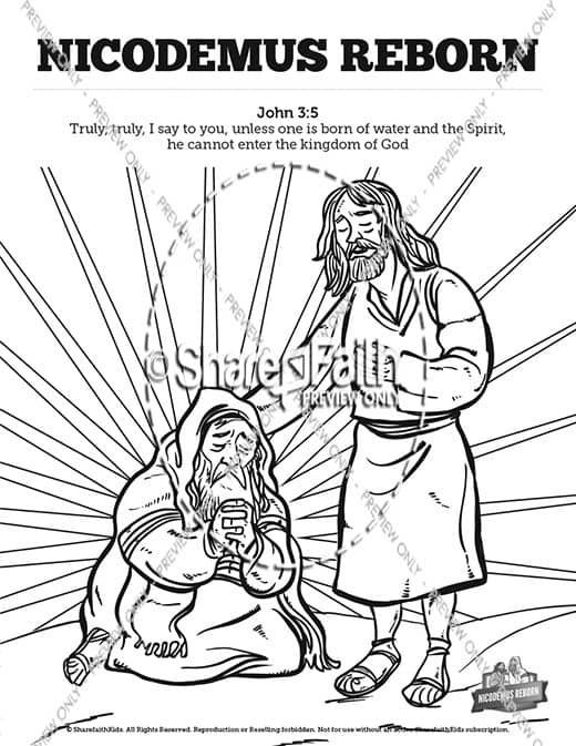 John 3 Nicodemus Bible Sunday School Coloring Pages