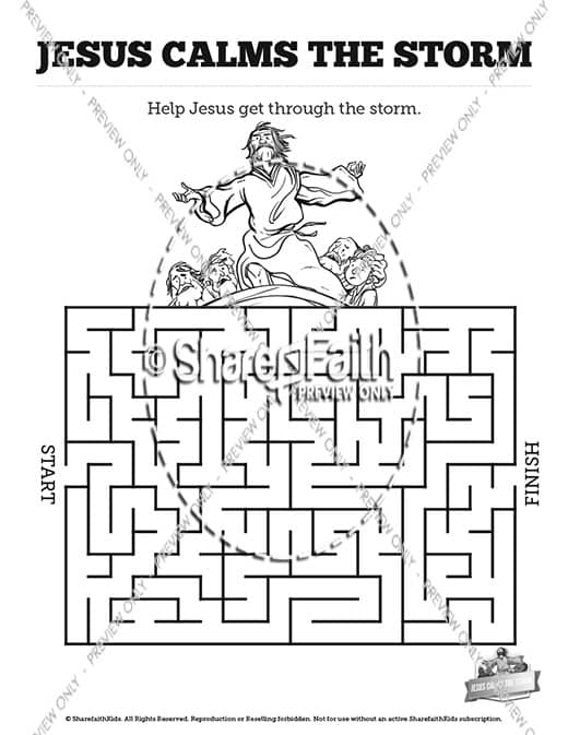 Jesus Calms The Storm Bible Mazes