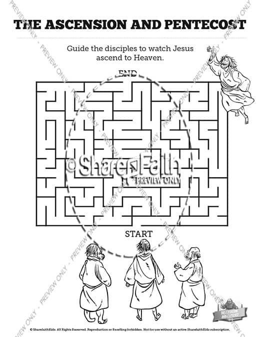 The Ascension and Pentecost Bible Mazes