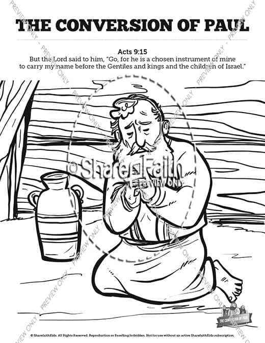 Acts 9 Paul's Conversion Sunday School Coloring Pages