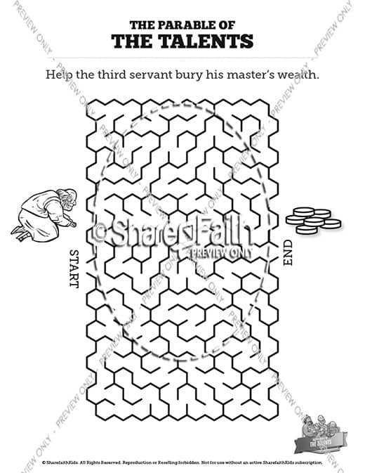 The Parable of the Talents Bible Mazes