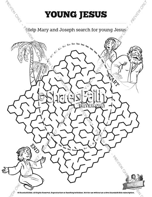 Jesus As A Child Bible Mazes