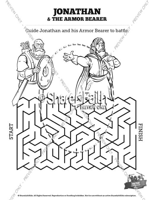 Jonathan And His Armor Bearer Bible Mazes