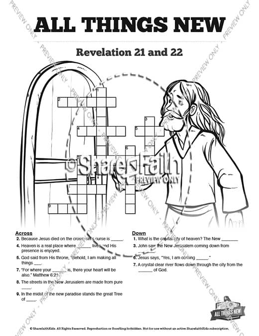 Revelation 21 All Things New Sunday School Crossword Puzzles