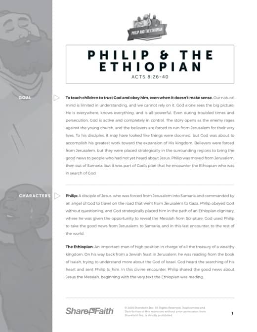 Acts 8 Philip and the Ethiopian Sunday School Curriculum
