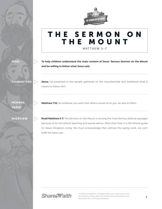 Sermon on the Mount (Beatitudes) Sunday School Curriculum