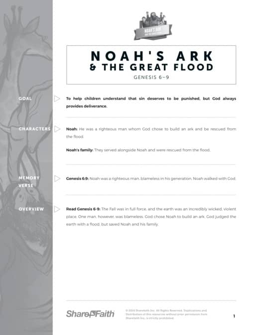 Genesis 7 Noahs Ark Sunday School Curriculum