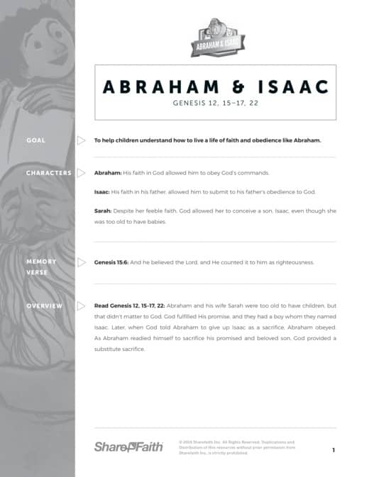 Genesis 22 Abraham and Isaac Sunday School Curriculum