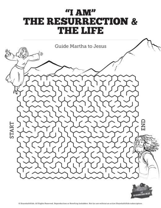 John 11 I am the Resurrection and the Life Bible Mazes