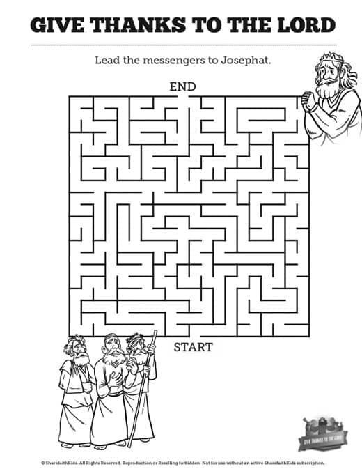 2 Chronicles 20 Give Thanks to the Lord Bible Mazes