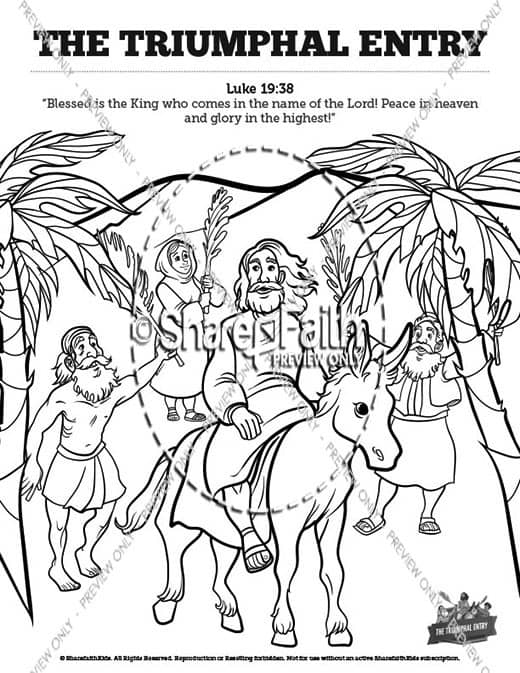 Luke 19 The Triumphal Entry Sunday School Coloring Pages
