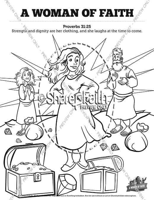 Proverbs 31 A Woman of Faith Sunday School Coloring Pages
