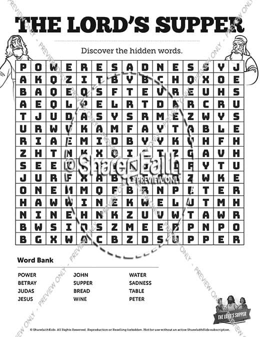 Luke 22 The Lords Supper Bible Word Search Puzzles