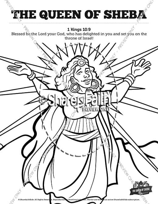 1 Kings 10 The Queen of Sheba Sunday School Coloring Pages