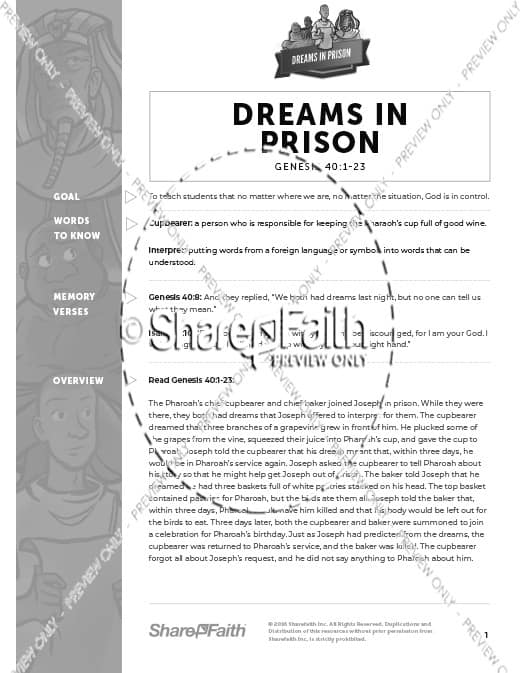 Genesis 40 Dreams in Prison: Curriculum