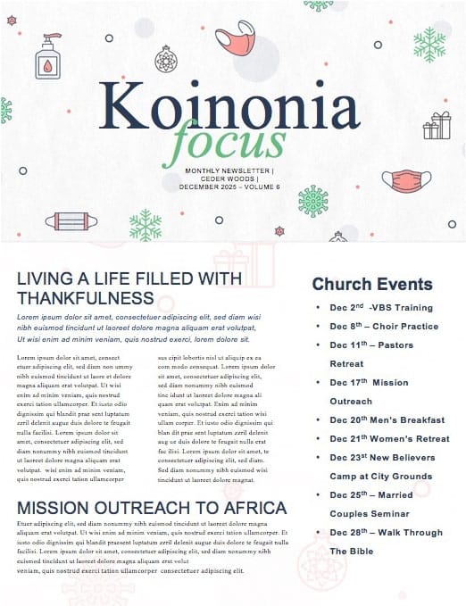 Pandemic Christmas Church Newsletter