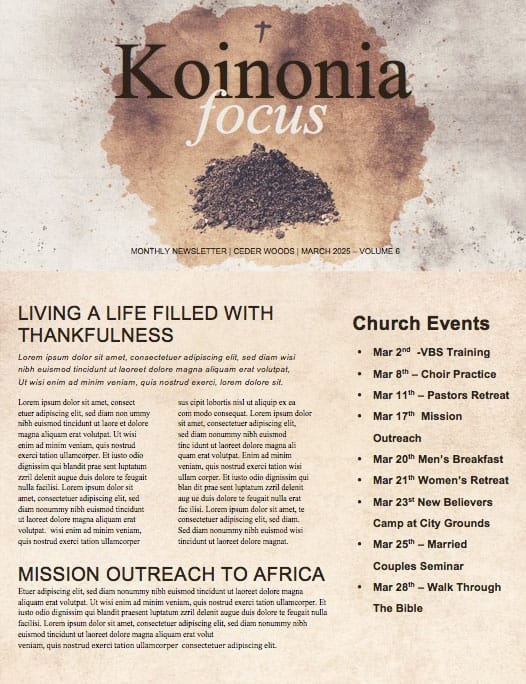 Lent Season Church Newsletter
