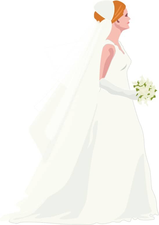 Bride During Processional in Elegant White Dress