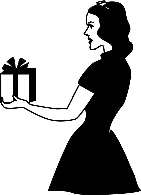 Retro Lady Giving Gift