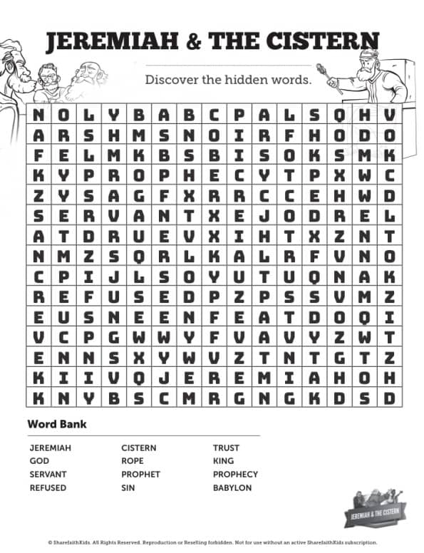The Prophet Jeremiah Bible Word Search Puzzle