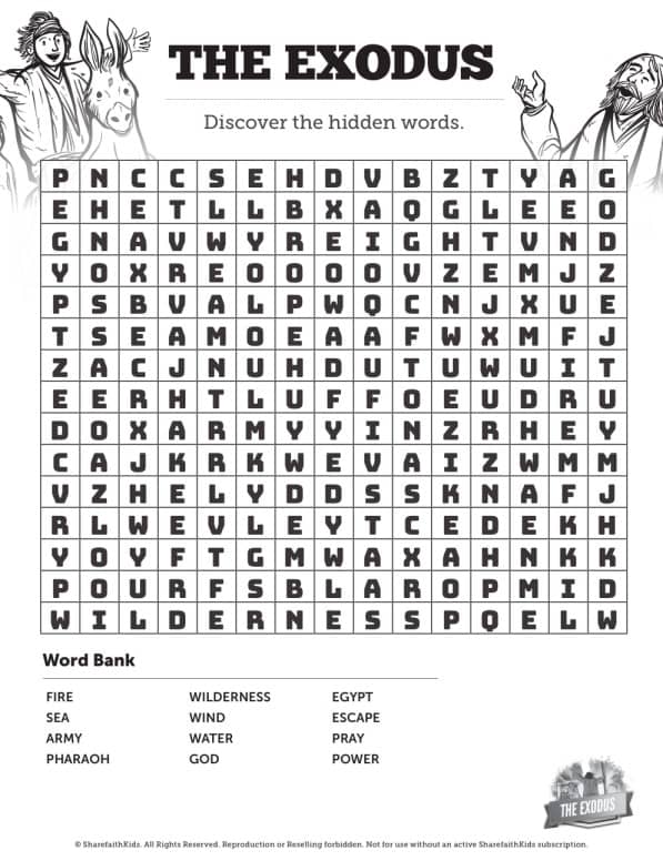 The Exodus Story Bible Word Search Puzzles