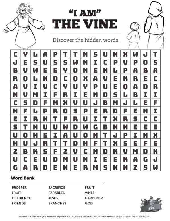 John 15 I Am The Vine Bible Word Search Puzzles