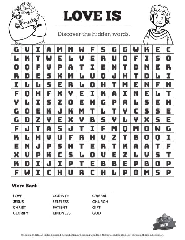 1 Corinthians 13 Love Is Bible Word Search Puzzles