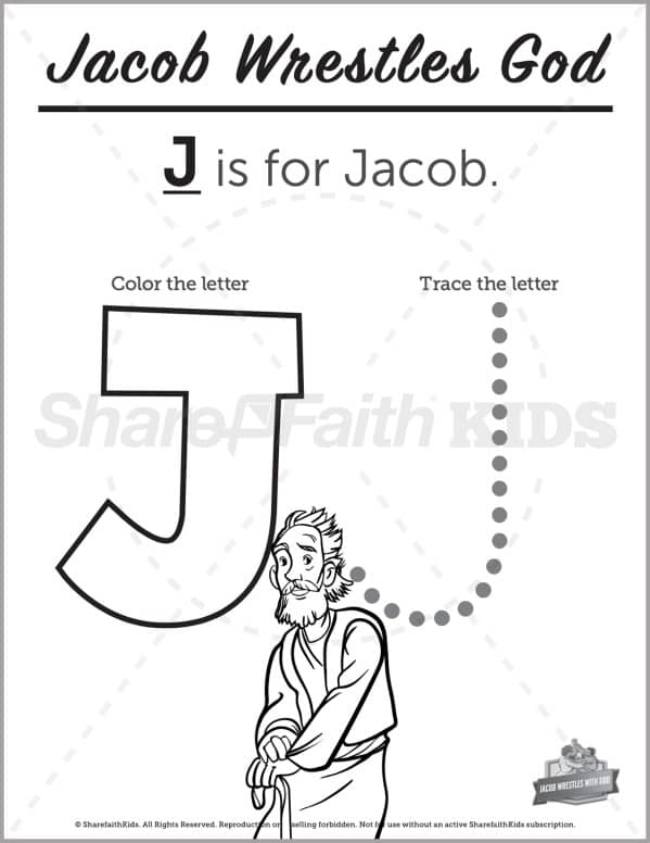 Genesis 32 Jacob Wrestles with God Preschool Letter Coloring