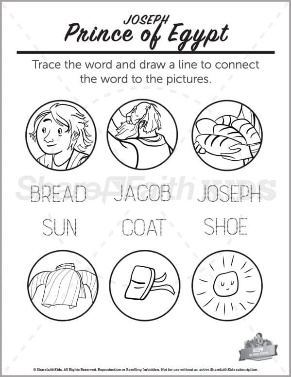Genesis 50 The Story of Joseph Preschool Word Picture Match