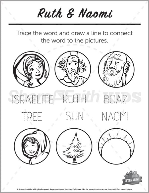 Ruth and Naomi Preschool Word Picture Match