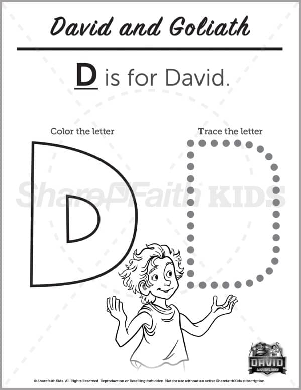 1 Samuel 17 David and Goliath Preschool Letter Coloring