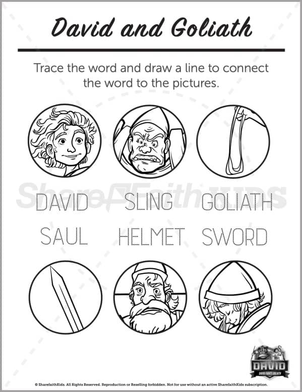 1 Samuel 17 David and Goliath Preschool Word Picture Match