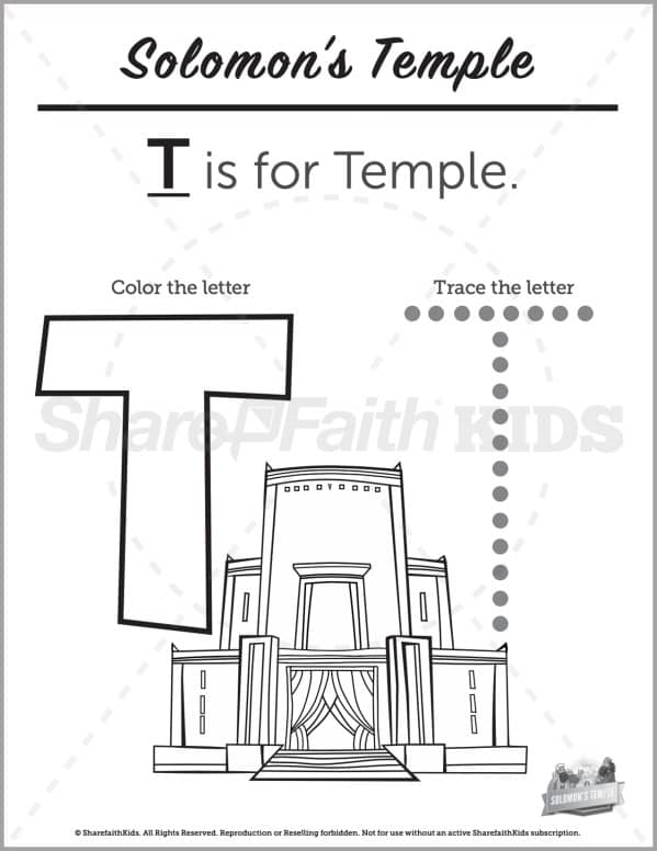 1 Kings 8 Solomons Temple Preschool Letter Coloring