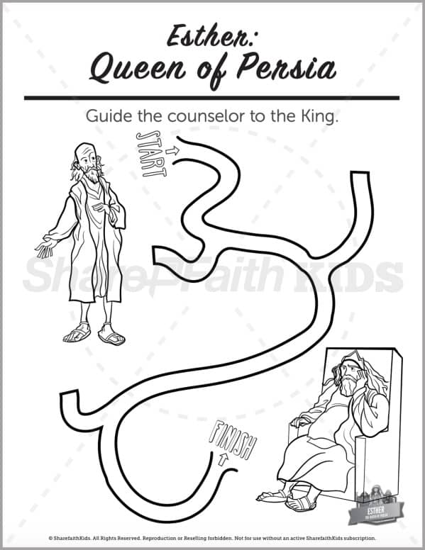 The Story of Esther Preschool Mazes
