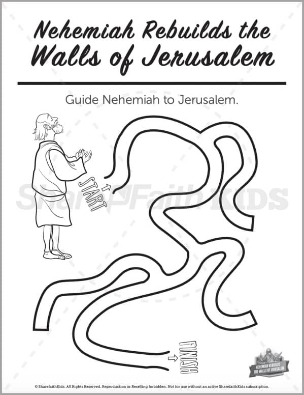 The Story of Nehemiah Preschool Mazes