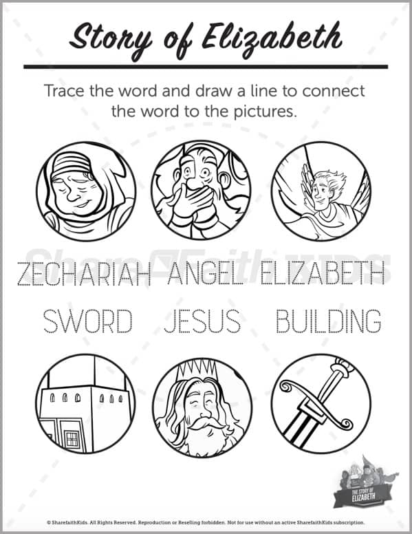 Luke 1 The Story of Elizabeth Preschool Word Picture Match