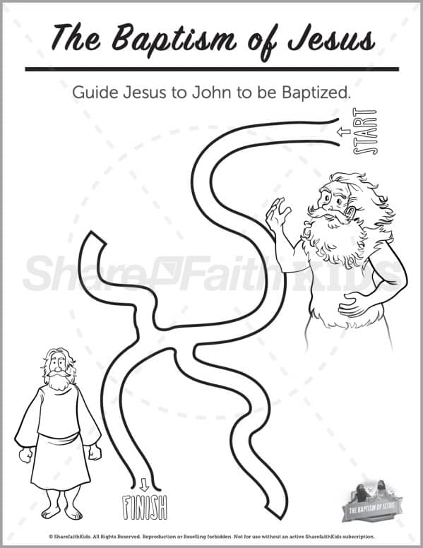 Matthew 3 The Baptism of Jesus Preschool Mazes