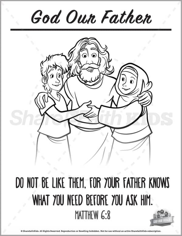 Matthew 6 God Our Father Preschool Coloring Pages