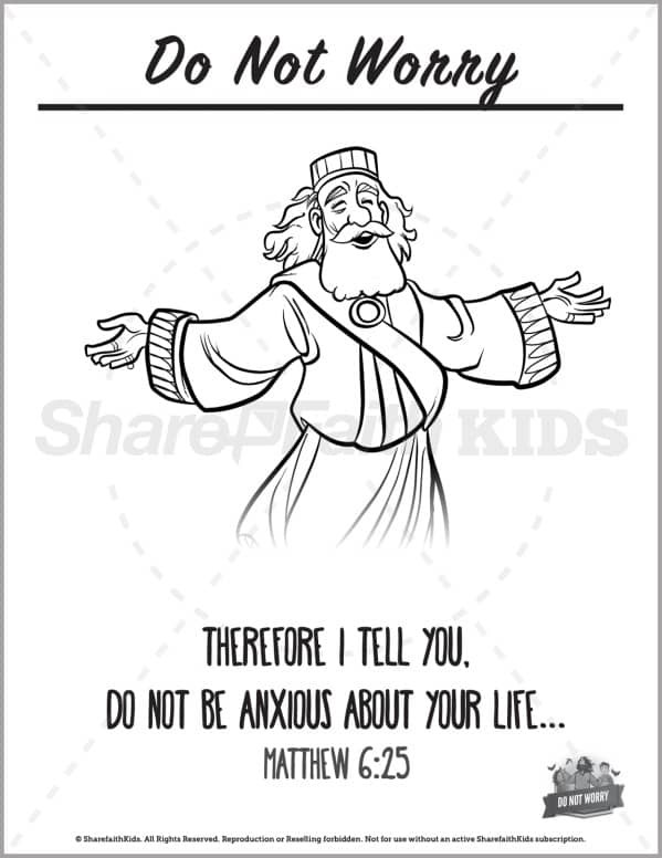 Matthew 6 Do Not Worry Preschool Coloring Pages