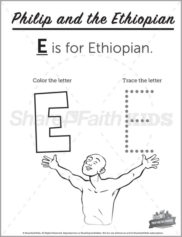 Acts 8 Philip and the Ethiopian Preschool Letter Coloring