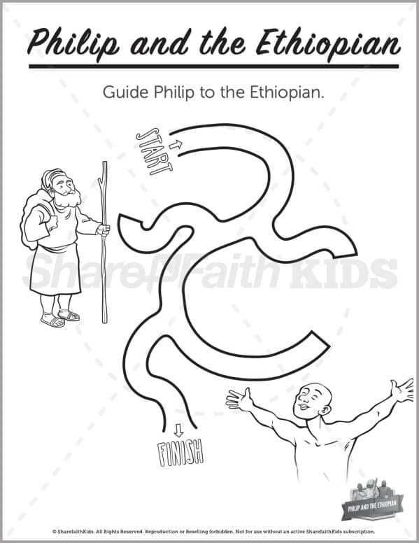 Acts 8 Philip and the Ethiopian Preschool Mazes