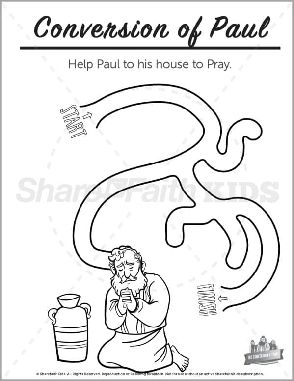 Acts 9 Paul's Conversion Preschool Mazes