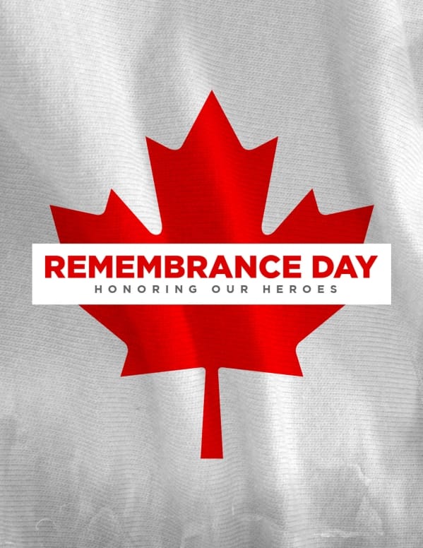 Remembrance Day Canada Flag Church Flyer